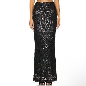 NEW RTA Adele Black Sequin Bias Cut Maxi Skirt Formal  $298